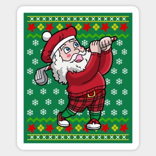 Golf Santa Claus Golfer Golfing Ugly Christmas Sweater Sticker